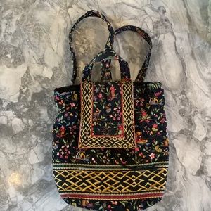 Vera Bradley quilted fabric backpack, gently used. Measures approx: 12”x12”x4”.